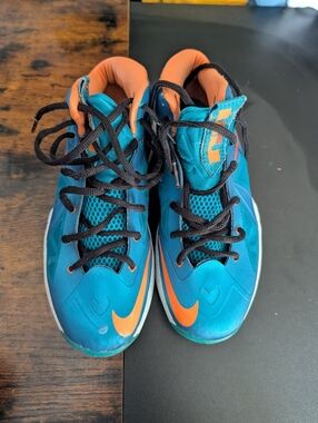 Nike Lebron Blue & Orange Basketball Shoes As Is